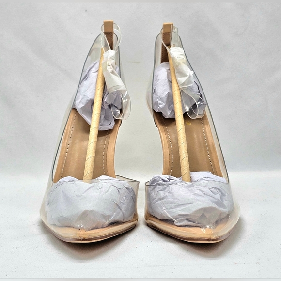 SHOE DAZZLE - Gissella - Clear Heels Ankle Strap Stiletto Pumps - Size 9.5 - Picture 11 of 12